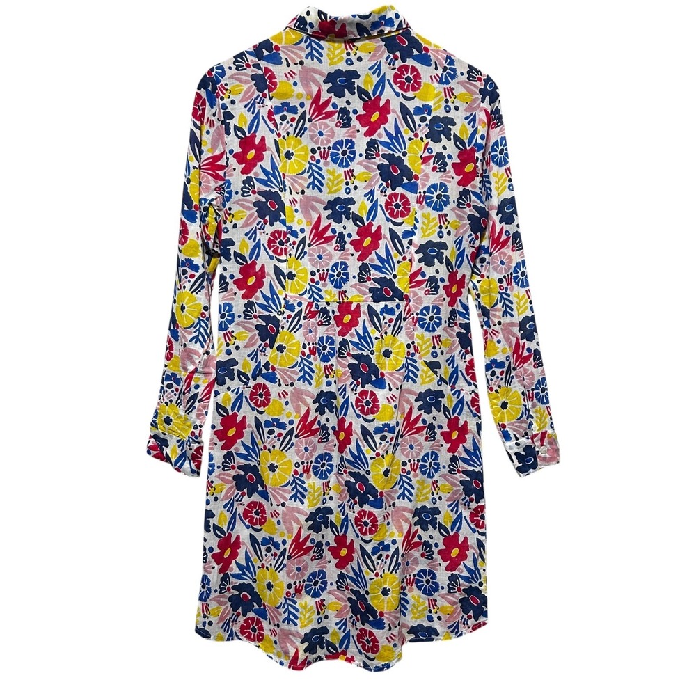 Roller Rabbit XS Floral Shirt Dress Cotton‎ Folk Art Print Resort Boho Tunic - Picture 2 of 10